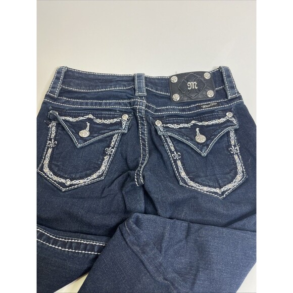 Miss Me Embellished Jeans Mid-Rise Bootcut Y2K  Women’s 25 Dark Blue Denim - Picture 5 of 8